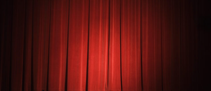 A red velvet stage curtain