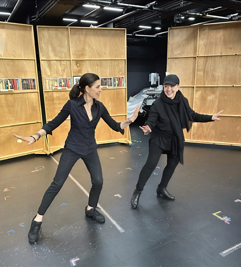 Susan Stroman leading Julianna Margulies in choreography while in rehearsal 