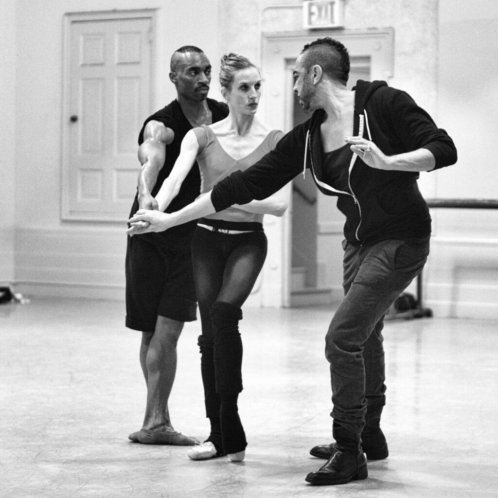 Richardson and Rhoden partnering with Wendy Whelan in a studio rehearsal 